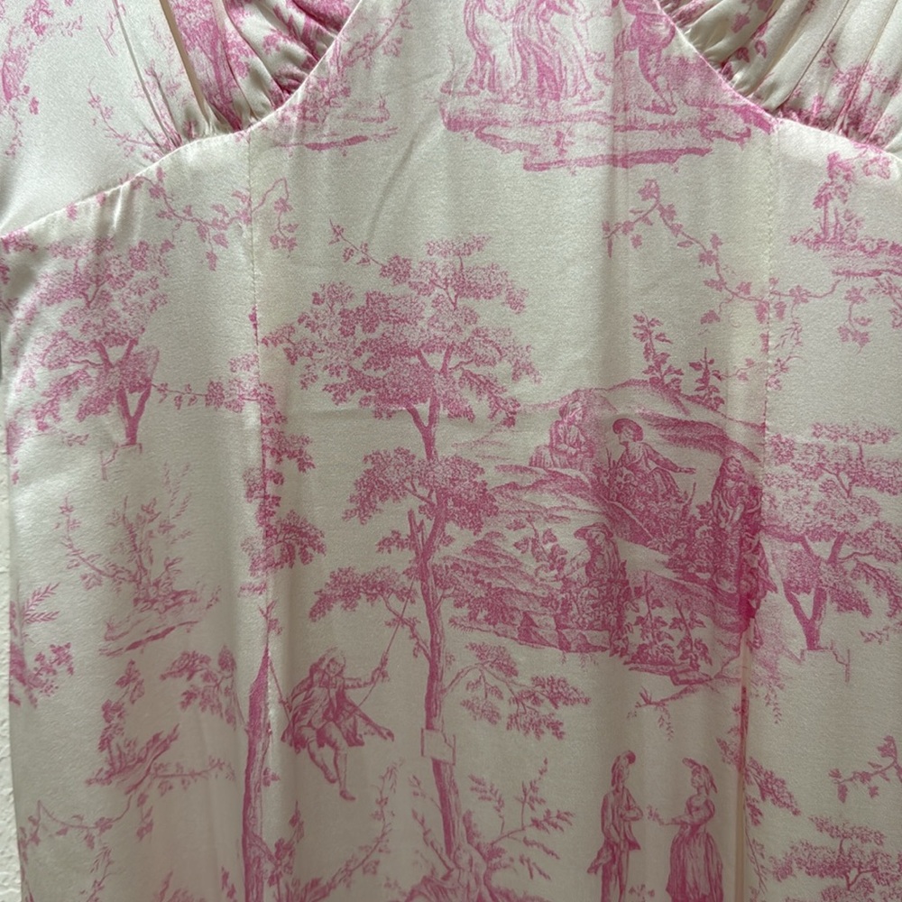Maison Amory toile Pink and White V-Neck silk Dress never worn - Picture 3 of 5